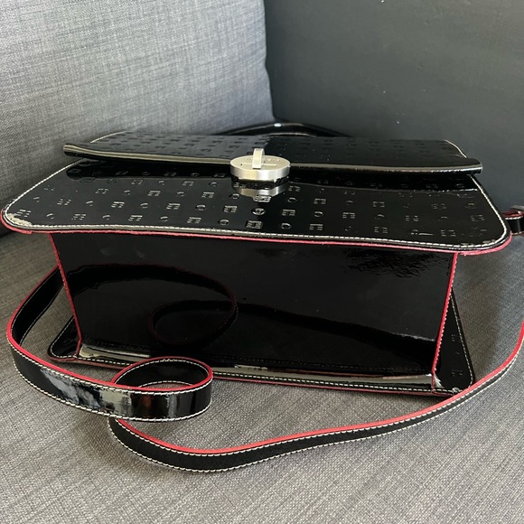 NWT ARCADIA 1473 PATENT LEATHER SATCHEL HANDBAG PURSE MADE IN ITALY - Picture 9 of 11